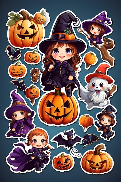 Vetor de Halloween Conjunto de adesivos de Halloween