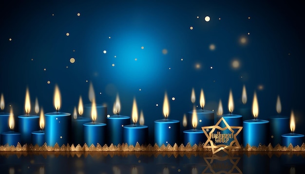 Foto vetor de hanukkah azul e dourado de alta qualidade