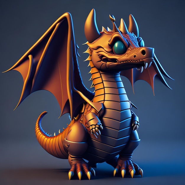 Vetor de ícone de personagem animal de desenho animado dragão bonito estilo cômico ilustração animal 3D