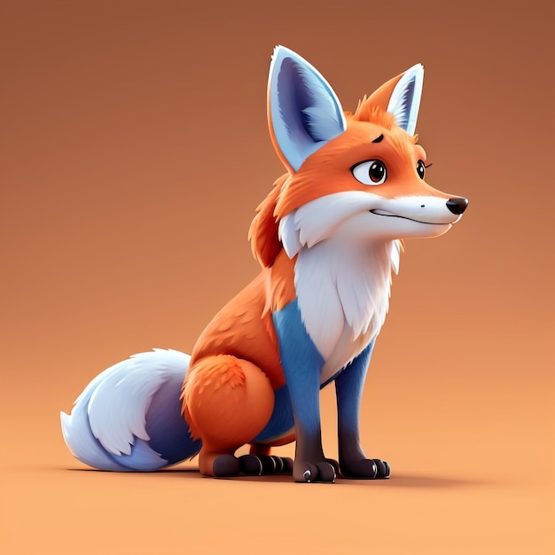 Vetor de ícone de personagem animal de desenho animado Fox ilustração animal 3D estilo cômico bonito