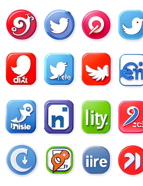 Foto vetor de ícones de mídia social definido com logotipos do facebook instagram twitter tiktok youtube geram ia