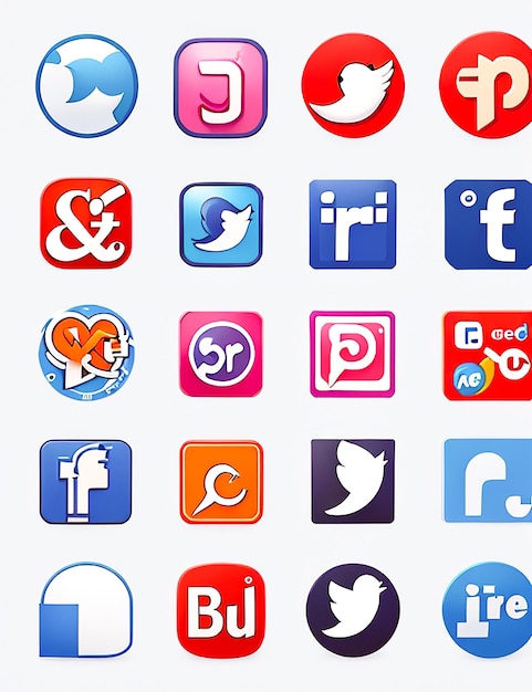 vetor de ícones de mídia social definido com logotipos do facebook instagram twitter tiktok youtube geram IA