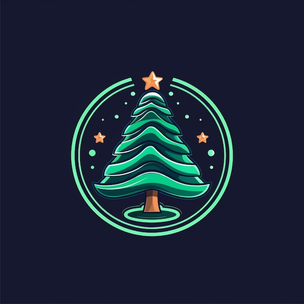 Foto vetor de logotipo de árvore de natal de cor plana