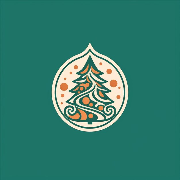 Foto vetor de logotipo de árvore de natal de cor plana