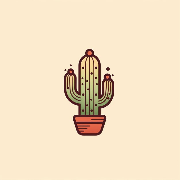 vetor de logotipo de cactus de cor plana