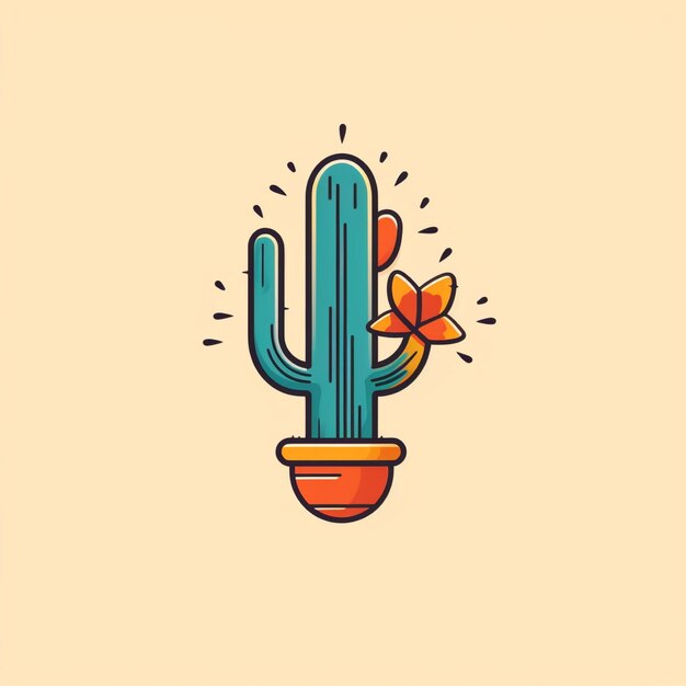 vetor de logotipo de cactus de cor plana