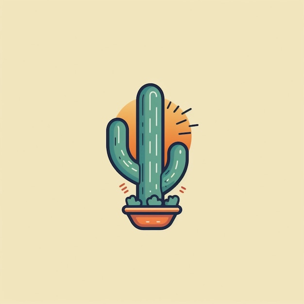 vetor de logotipo de cactus de cor plana