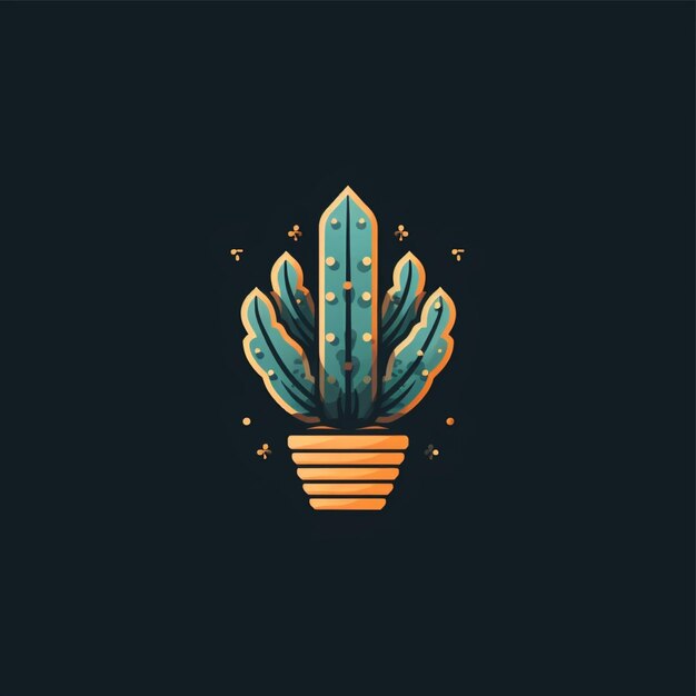 vetor de logotipo de cactus de cor plana
