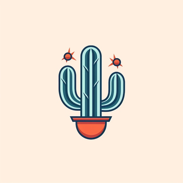vetor de logotipo de cactus de cor plana
