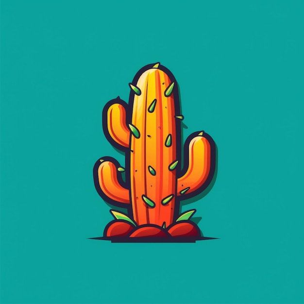 vetor de logotipo de cactus de cor plana