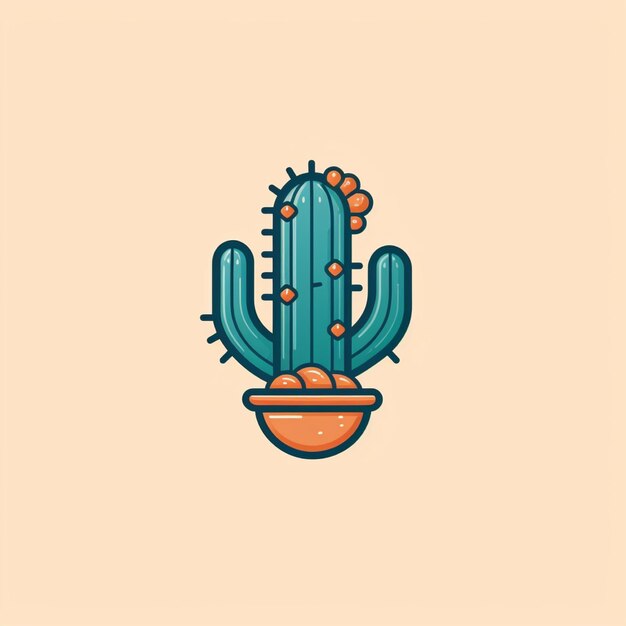 vetor de logotipo de cactus de cor plana