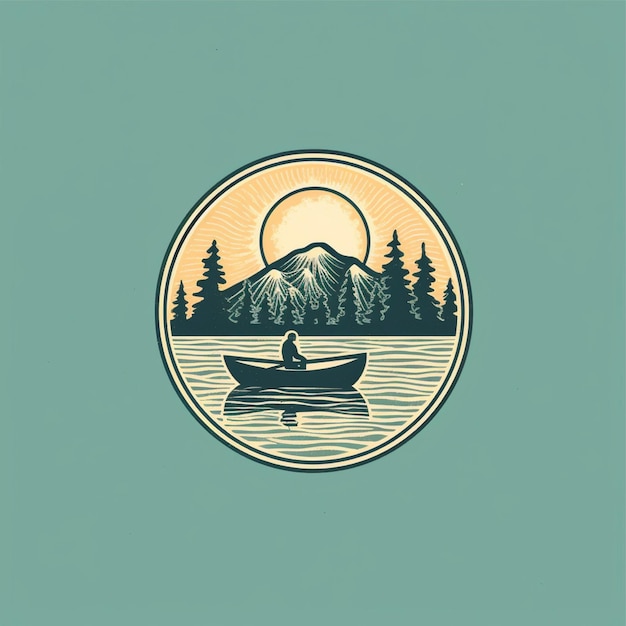 vetor de logotipo de canoa de cor plana