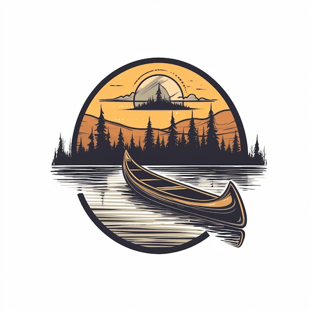 Foto vetor de logotipo de canoa de cor plana