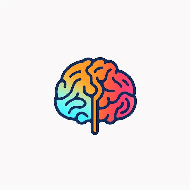 vetor de logotipo de cérebro de cor plana