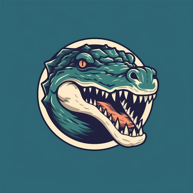 vetor de logotipo de crocodilo de cor lisa