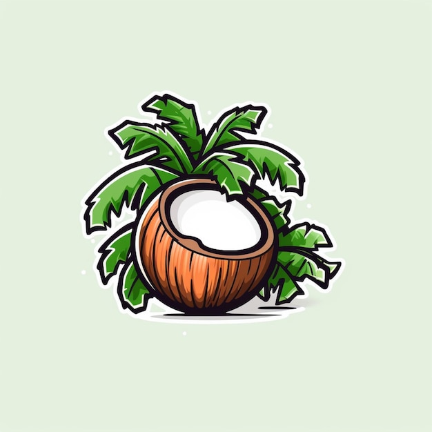 vetor de logotipo de frutas de coco jovens de cor plana