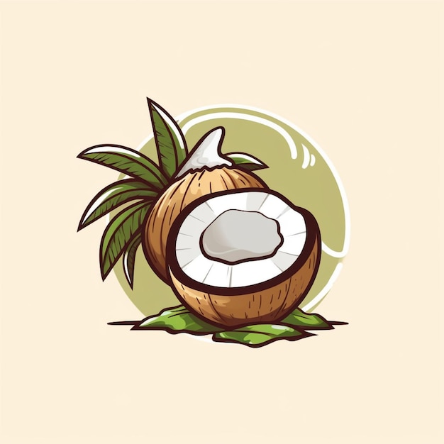 vetor de logotipo de frutas de coco jovens de cor plana