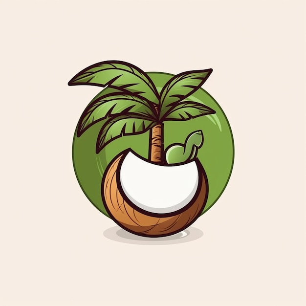 vetor de logotipo de frutas de coco jovens de cor plana