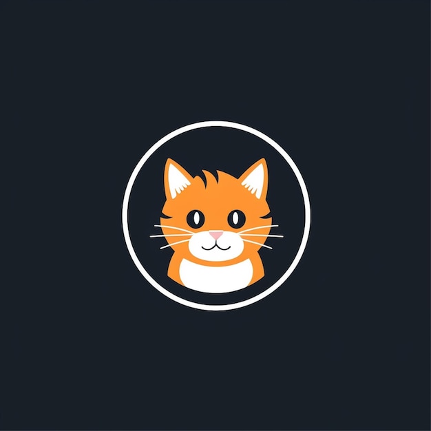 vetor de logotipo de gato de cor plana