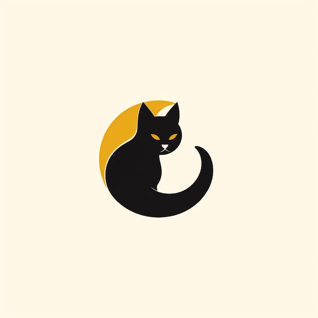 vetor de logotipo de gato de cor plana