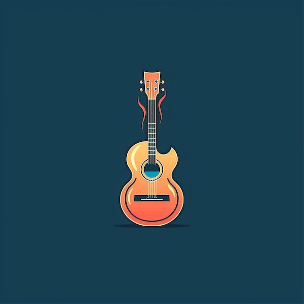 vetor de logotipo de guitarra de cor plana