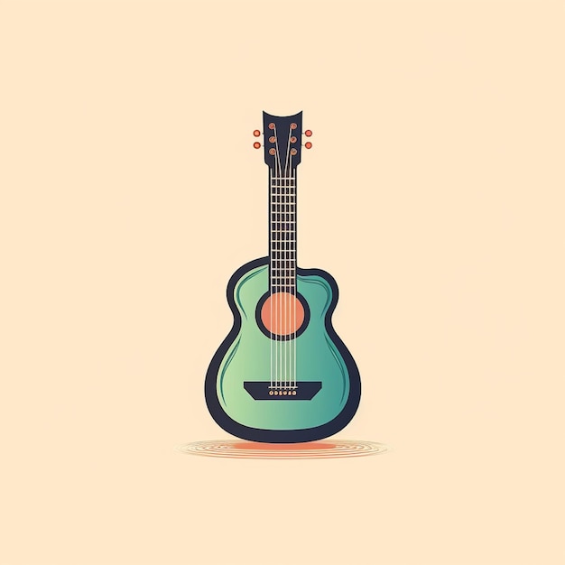 vetor de logotipo de guitarra de cor plana