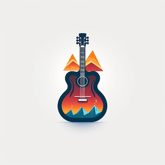vetor de logotipo de guitarra de cor plana