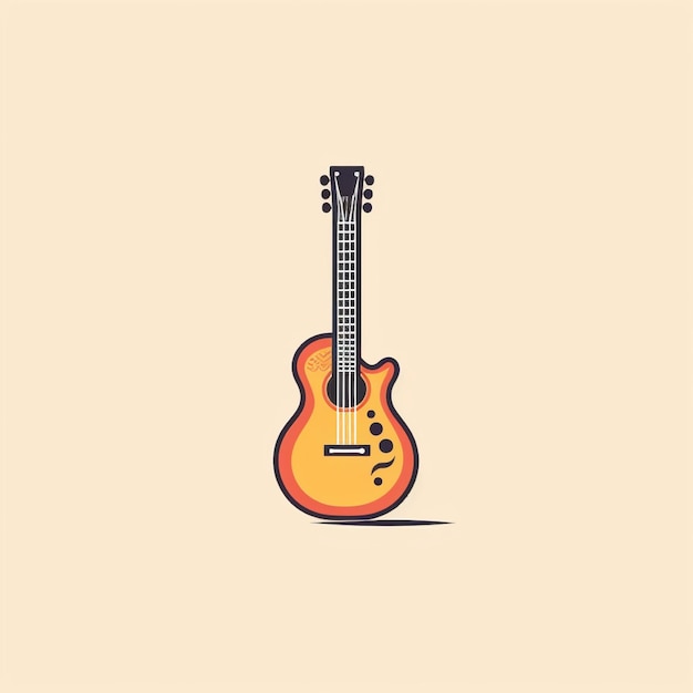 vetor de logotipo de guitarra de cor plana