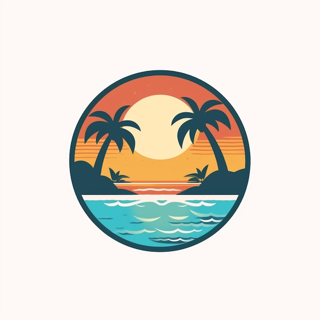 vetor de logotipo de praia plana de cor