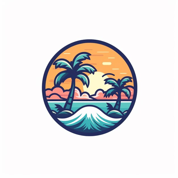 vetor de logotipo de praia plana de cor