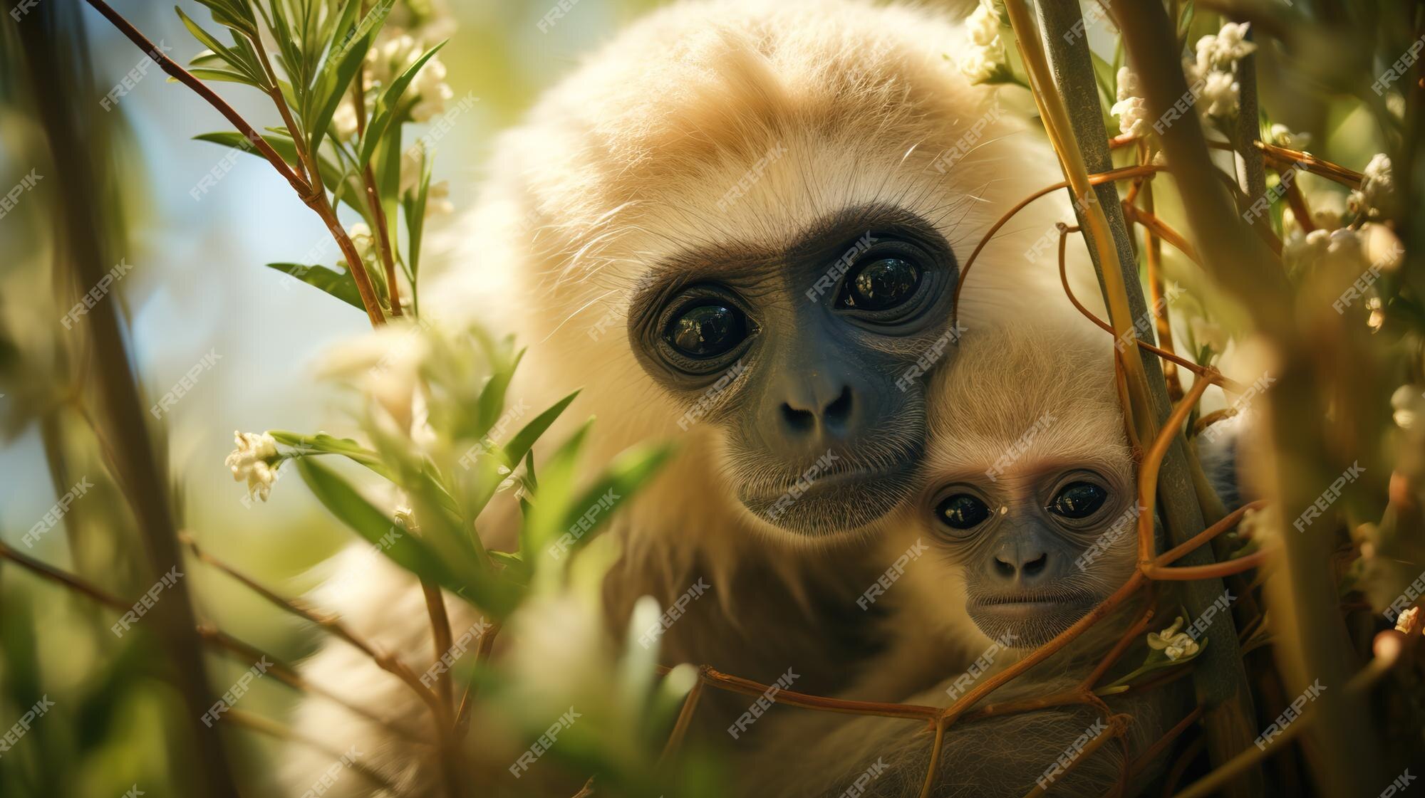 Macacos fofos, macacos bebês papel de parede HD