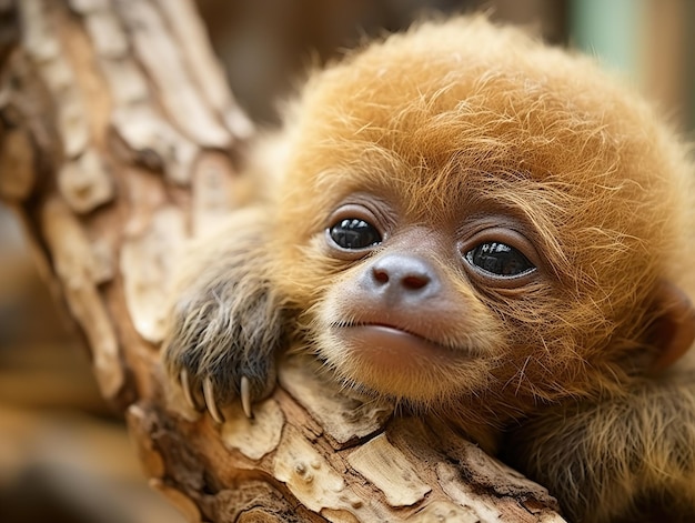 Bonito e adorável bebê fofo de desenho animado macaco-aranha de