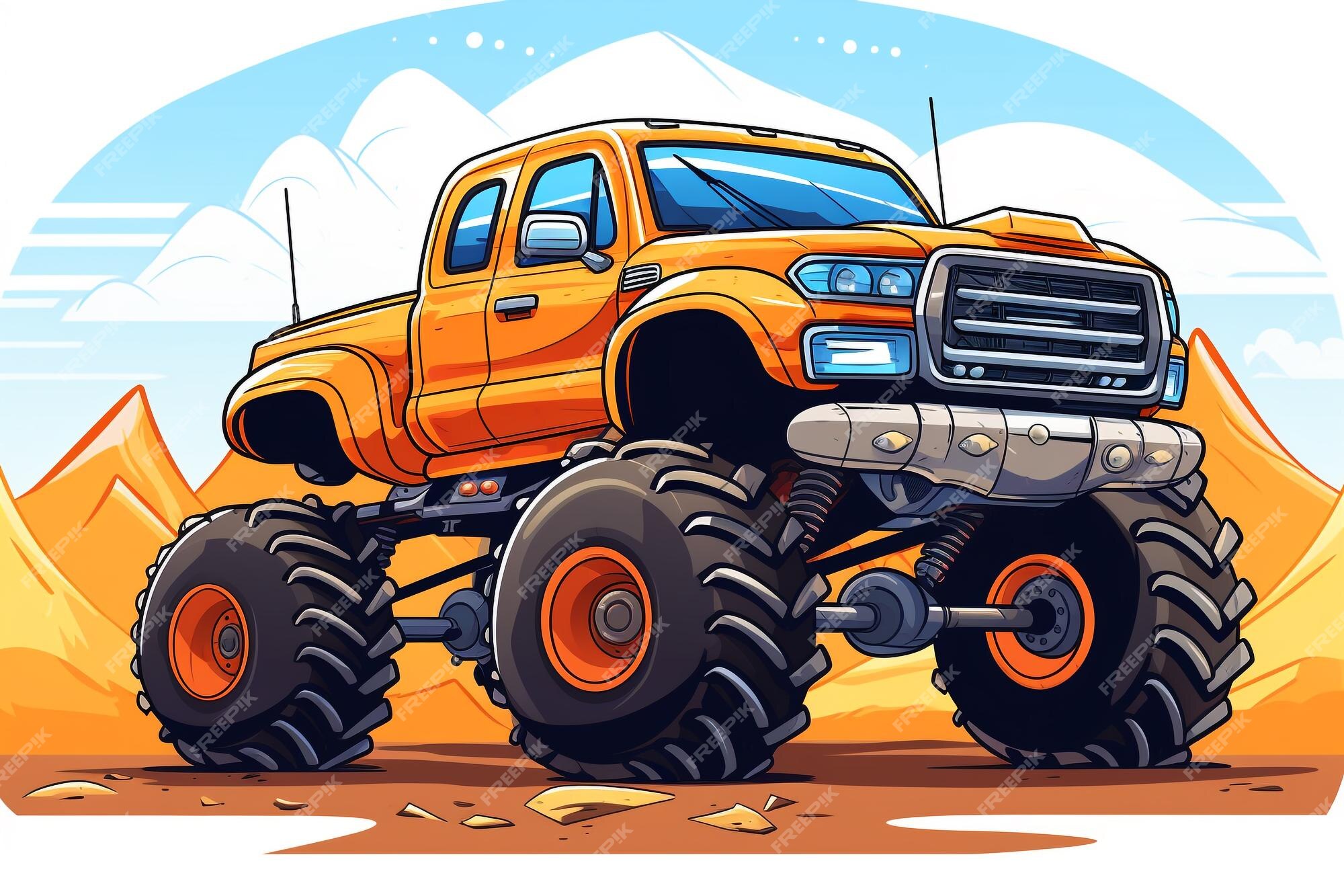 monster truck vector cartoon, veículo ou carro e ilustração de transporte  de show extremo 2687290 Vetor no Vecteezy