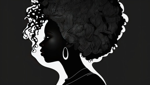 vetor de silhueta de cabeça de mulher negra afro