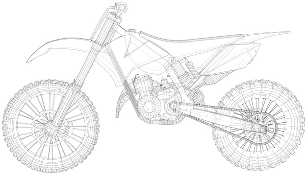 Vetor de wireframe do formato eps da motocicleta criado de d