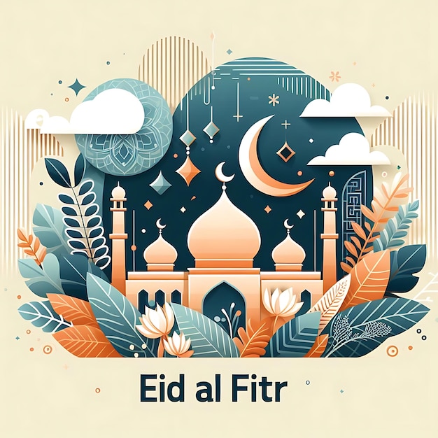 Foto vetor eid al fitr um cartaz para o mês de