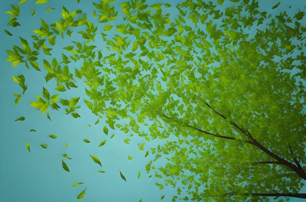 Foto vetor livre de folhas verdes frescas voando