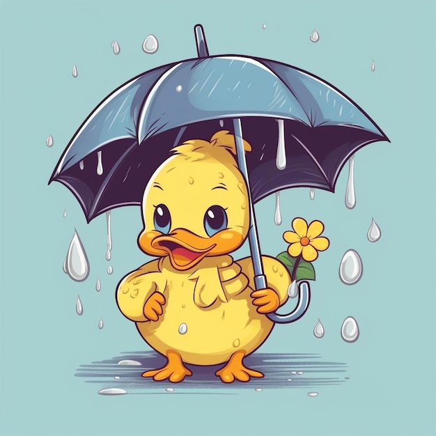 vetor pato carregando um guarda-chuva