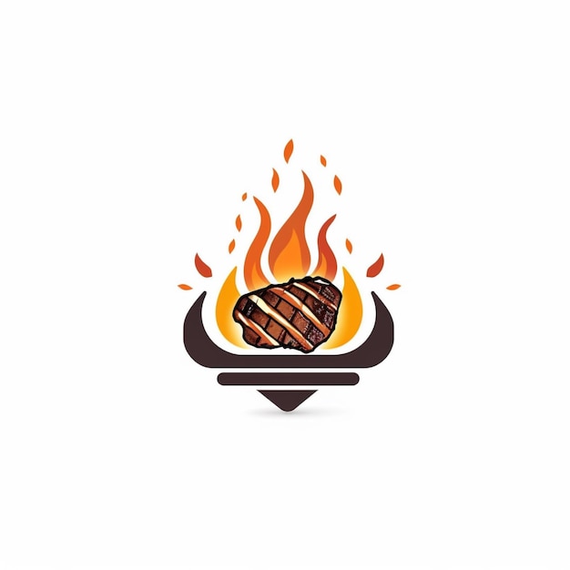 Foto vetor plano de fundo branco do logotipo do churrasco