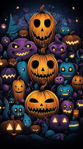 vetor plano de fundo plano de halloween desenhado à mão