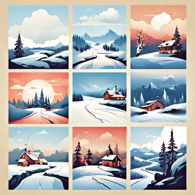 vetores de paisagens de inverno