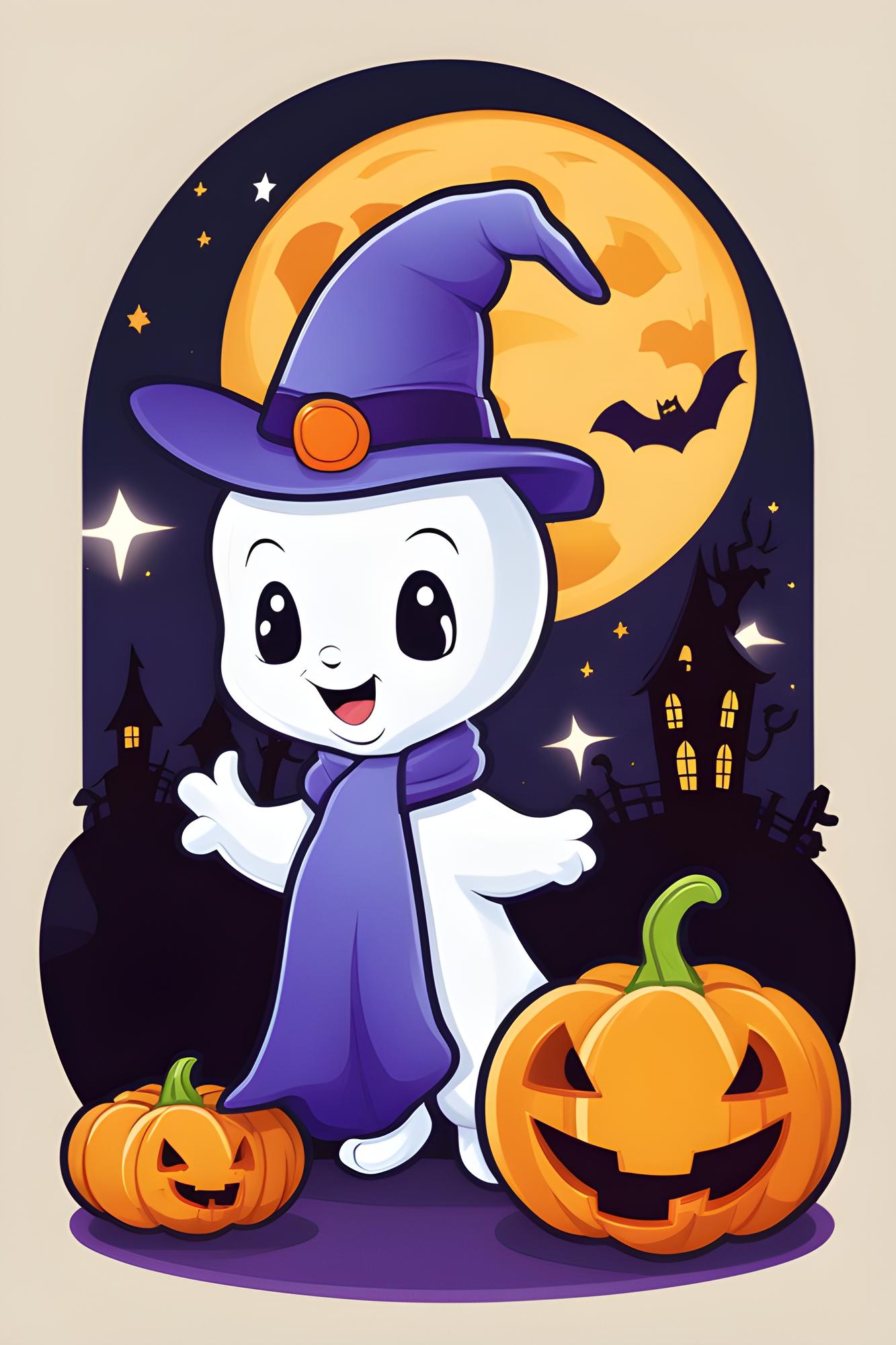 Ilustração Do Vetor De Halloween Com Fantasma Fofo De Desenho Animado  Ilustração do Vetor - Ilustração de cartoon, bandeira: 257554828