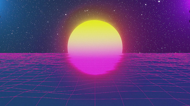 Vhs retro fondo de neón generado por computadora en 3D