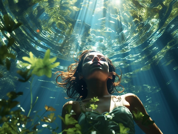 vi a una mujer flotando en el agua