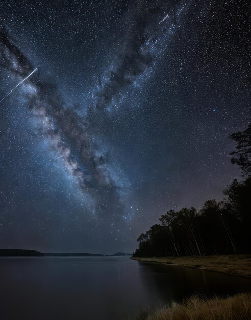 Via Láctea à noite bela fotografia do céu com estrelas