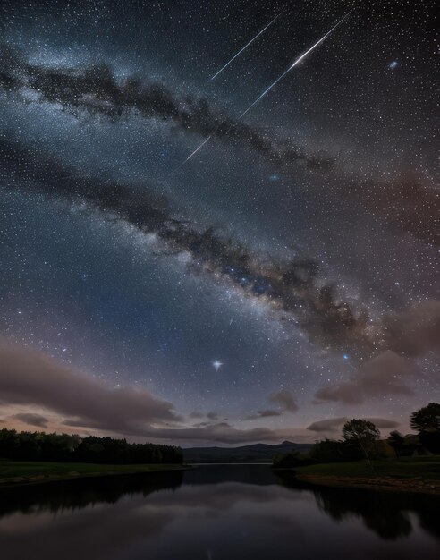 Via Láctea à noite bela fotografia do céu com estrelas