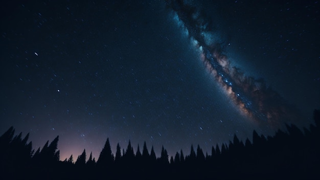 Vía Láctea sobre el bosque en la noche