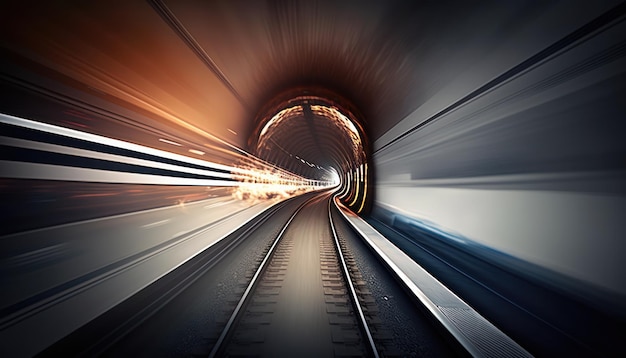 Una vía de tren con luces encendidas y la palabra luz en ella