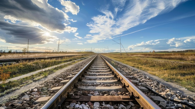 La vía del tren que atraviesa el campo