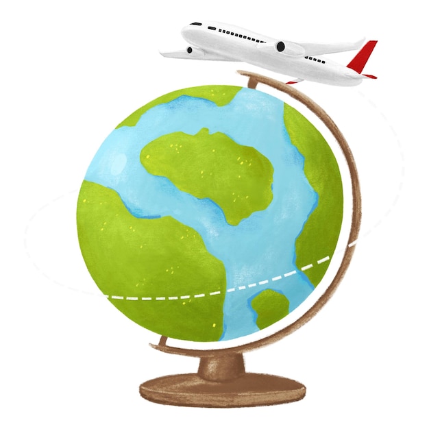 Viagem ao estrangeiro png ilustração estética fundo transparente
